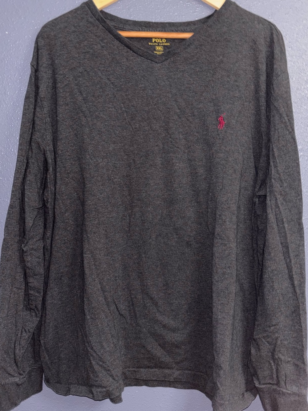 Polo by Ralph Lauren Long Sleeve Charcoal V-Neck Shirt